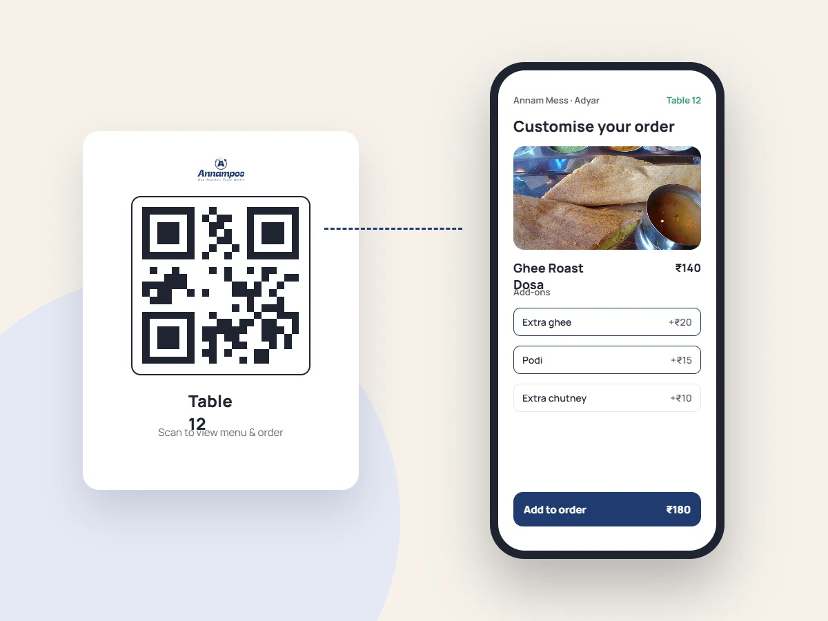 Customer scanning a table QR code to order from a smartphone